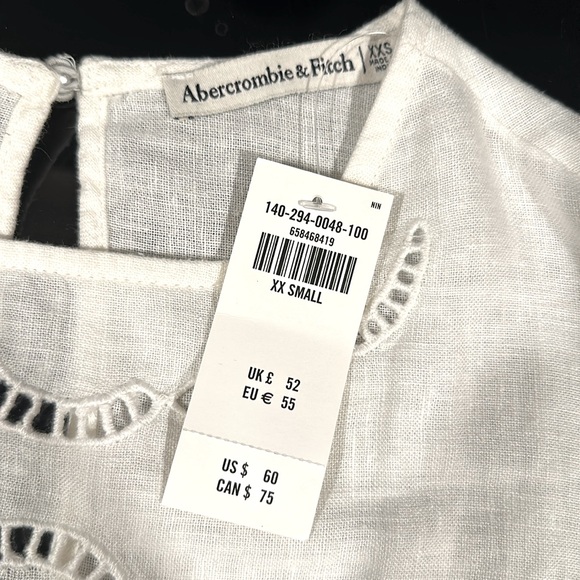 Abercrombie & Fitch Embroidered White Linen Top NWT - Picture 8 of 10